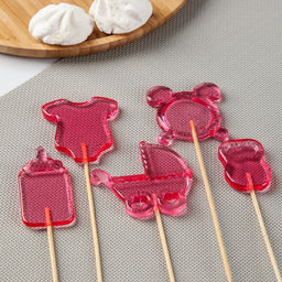 Силиконовый молд для леденцов и шоколада Детский набор, коляска 7?6,7 см, боди 6?5,5 см, гиря 4,5?3,2 см, бутыль 7?3,5 см, прозрачный - Simaland фото 2