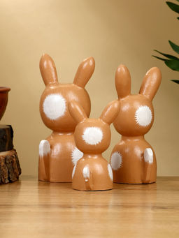 Набор сувенирный Зайки, h=15 см, h=13 см, h=10.5 см, дерево, коричневый