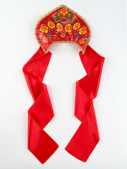 Кокошник «Красочная роспись», красный, р-р 54-58