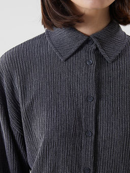 Dokulu Oversize Kad?n G?mlek Tunik