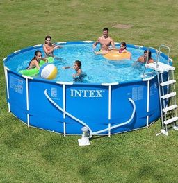 -25% Бассейн Metal Frame 457х122 см (фильтр-насос 3,8 м3/ч, лестница, подстилка, тент), INTEX  фото 2