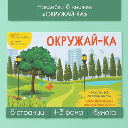 Наклейки в книжке «Окружай-ка», 3 фона, 20.7×14.2 см