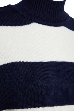 TRENDYOLMILLA Lacivert Mini Triko Genis Kal?p Dik Yaka Kazak Elbise TWOAW24EL00059  фото 7