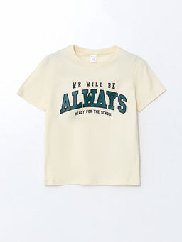 Bisiklet Yaka Yaz? Bask?l? Erkek ?ocuk Ti??rt