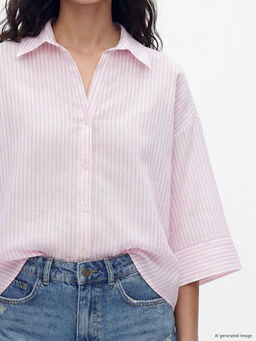 ?izgili Oversize Poplin Kad?n G?mlek