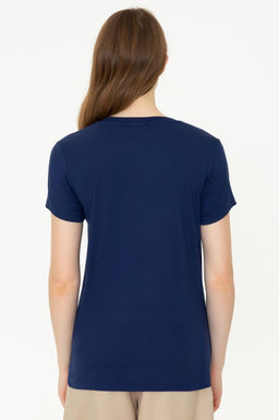 Женская темно-синяя футболка с V-образным вырезом Basic - U.s. polo assn фото 17