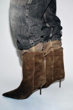 LEATHER HIGH-HEEL ANKLE BOOTS - Zara фото 2