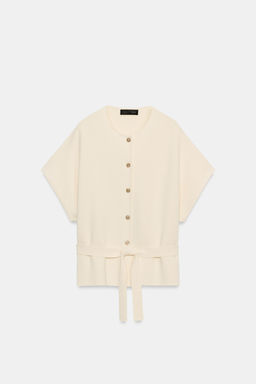 CHAQUETA PUNTO CINTUR?N / Crudo - Zara фото 6