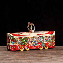 Цена за 5 шт. Подарочная коробка Трамвай красный , 33 х 9 х 11 см