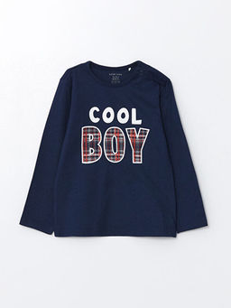 Bisiklet Yaka Uzun Kollu Bask?l? Erkek Bebek Ti??rt