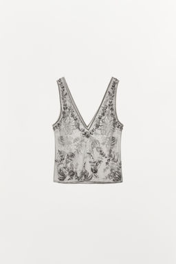 EMBROIDERED TULLE STRAPPY TOP - Zara фото 4