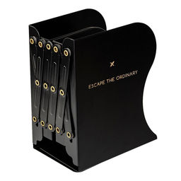 Подставка для книг раздвижная с 3 отделениями LOREX BOOKLOVER TOTAL BLACK металлическая че...