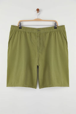 TRENDYOL MAN Haki Loose Fit Pamuklu Bagc?kl? Buyuk Beden Sort TMNSS25AP00007 - Trendyolmilla фото 2