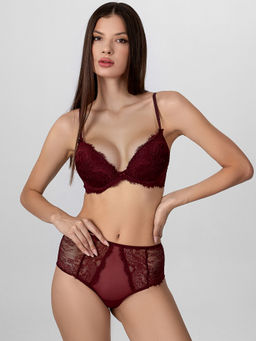 Бюстгальтер женский Mark Formelle пуш-ап кружевной бордовый  фото 2