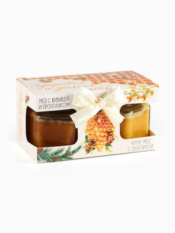 Подарочный набор с мёдом Здоровья и долголетия, мёд с прополисом, крем-мёд с облепихой - Доброе здоровье фото 4