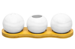 Вазочка под зубочистки + набор для специй 2 пр. 19,5*7*6 см 75 мл Айсберг волны на дер. подст. - Elan gallery фото 5