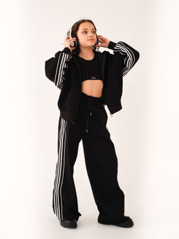 Брюки с лампасом, черные