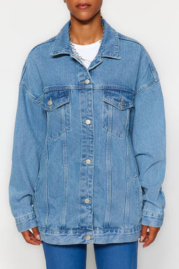 Mavi Oversize Trucker Denim Ceket TWOAW23CE00189 - Trendyolmilla фото 11