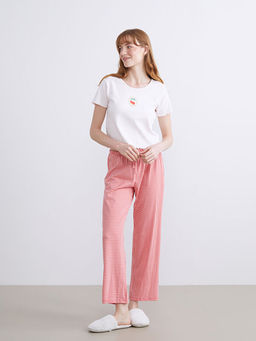 Bisiklet Yaka Kiraz Bask?l? Kad?n Pijama Tak?m?