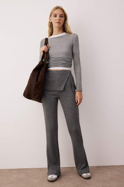 Antrasit Fitilli Flare/Ispanyol Paca Beli Katlamal? Pantolon TWOAW26PL00078
