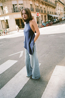 TRF BAGGY JEANS WITH RHINESTONE JEWELS