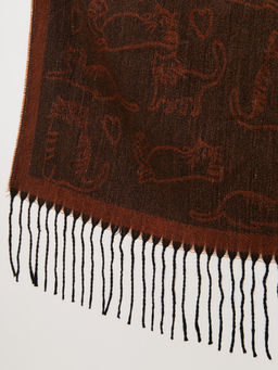 в составе шерсть Большой, мягкий, теплый двусторонний палантин с принтом. - Tantino фото 4