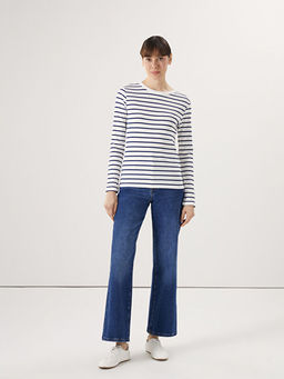 Bisiklet Yaka ?izgili Kad?n Body