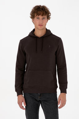 Erkek Koyu Kahverengi Basic Sweatshirt
