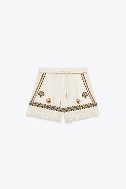 ZW COLLECTION EMBROIDERED SHORTS - Zara фото 7