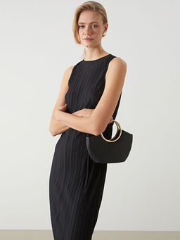 Bisiklet Yaka Dokulu Krinkle Elbise