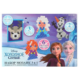 Мозаика 3 в 1 «Холодное сердце», аквамозайка, термомозайка и мозаика из EVA, 4+