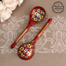 Цена за 2 шт. Ложка деревянная Краснушка, полубасок, красный фон - Simaland фото 11