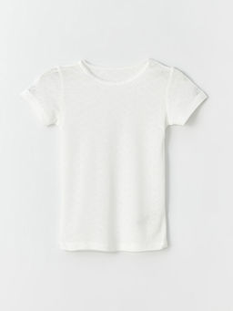 Bisiklet Yaka Kendinden Desenli K?sa Kollu K?z ?ocuk Fanila 2li - Waikiki фото 2