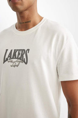 DeFactoFit Футболка стандартного кроя с короткими рукавами и круглым вырезом НБА Лос-Анджелес Лейкерс  фото 5