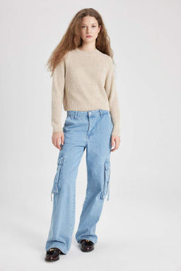 Крутой свитер стандартной посадки с круглым вырезом - Defacto фото 2