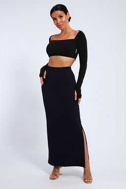 Юбка, футер (01056, черный макси) - Плиона фото 31