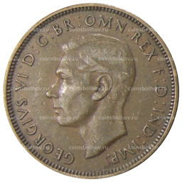Монета 1/2 пенни 1938 года Австралия