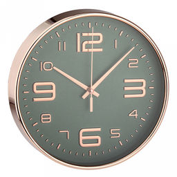 Часы настенные "Элизиум" д19,4см, h4см, мягкий ход, циферблат зеленый; цифры арабские, розовое золото; корпус пластик, розовое золото; в коробке (Китай)