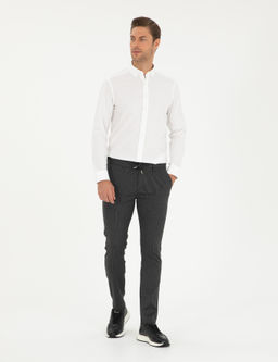 Antrasit Slim Fit Kanvas Pantolon