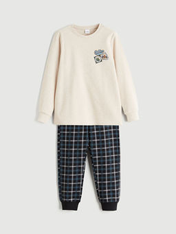 Bisiklet Yaka Bask?l? Erkek ?ocuk Pijama Tak?m?