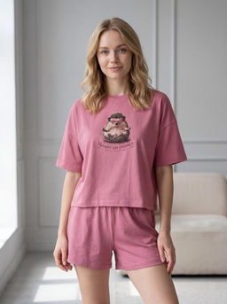 Пижама женская с шортами и футболкой из вискозы 415