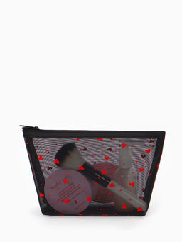 Косметичка дор Сердца, сетка 17*6,5*13,5, отд на молнии, черный