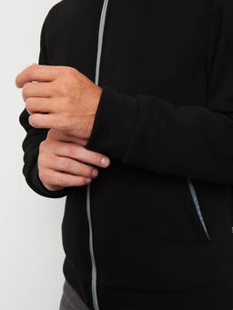 Акция -10%!!! М-34 Куртка-толстовка мужская на меховой подкладке (черный)