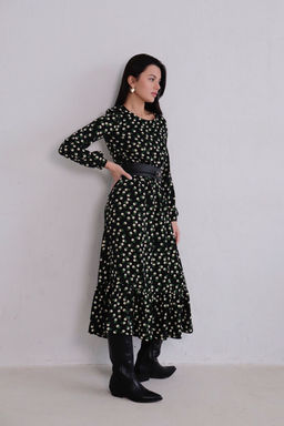 Платье чёрное с принтом длины миди - Martichelli фото 6