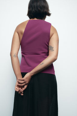 ASYMMETRIC CREPE BUCKLE TOP - Zara фото 4
