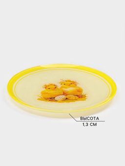 Тарелка Доляна Пасха. Милые цыплята, d=20 см, стекло, жёлтая фото 2