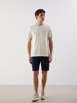 Bisiklet Yaka Bask?l? Penye Erkek Ti??rt