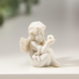 Цена за 2 шт. Фигурка полистоун «Ангелочек рассматривает жемчужину», 3.5×2.5×2.8 см, МИКС