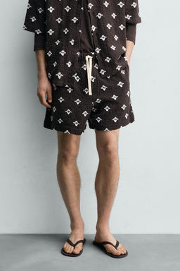 BERMUDA RELAXED FIT JACQUARD TEXTURA / Marr?n / Topo - Zara фото 2