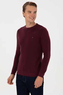 Erkek Slim Fit Bisiklet Yaka Bordo Basic Kazak - U.s. polo assn фото 3